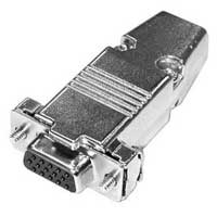 D-Sub 15-Pin High Density Female Connector w/ Metal Hood