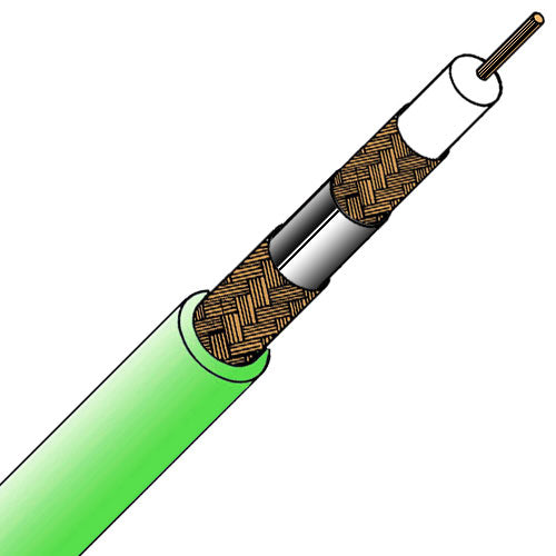 Belden 1857A Video Triax Cable 22AWG Stranded RG59/U - Green, 1000 FT