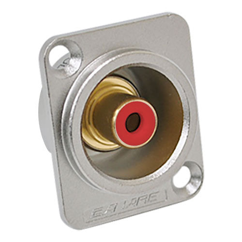 Canare RJ-RUD RCA Jack Flush Mount D, Solder, Nickel, Red