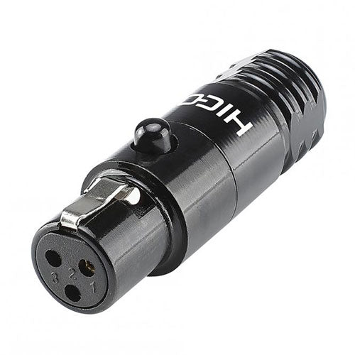 HICON HI-XMCF3-B Mini XLR 3-Pole Female Connector, Solder, Black, Gold Contacts