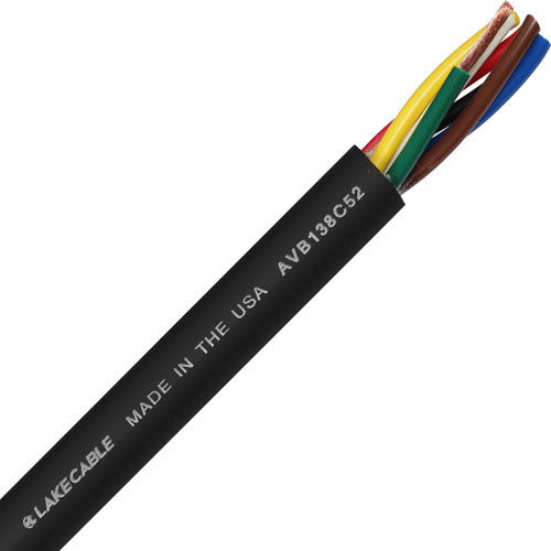 Lake AVB138C52 13G 8-Conductor Speaker Cable, Black - 1000 FT