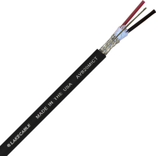 Lake AVB20MICT 20G 2-Conductor Microphone Cable, Black - 1000 FT