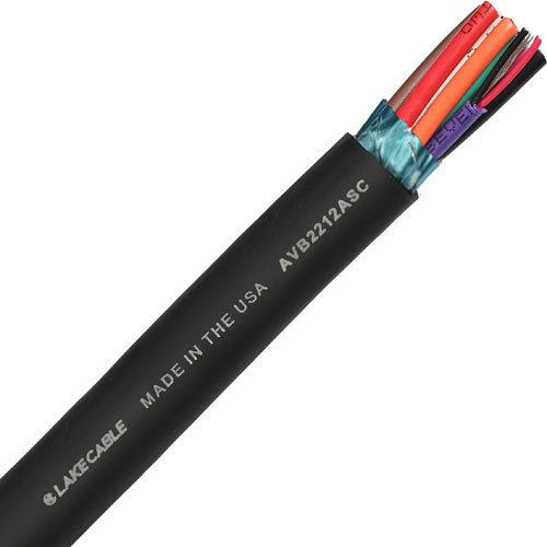 Lake AVB2212ASC 12-Pair 22G Analog Audio Cable, Black - 500 FT