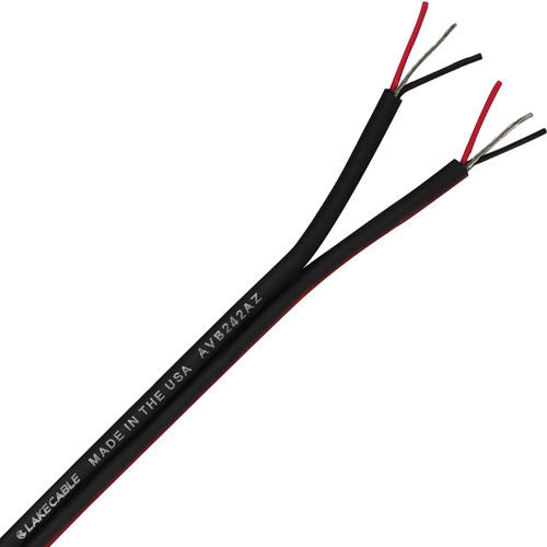 Lake AVB242AZ Dual Paired 24G Analog Audio Cable, Black - 1000 FT