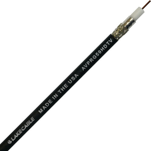 Lake AVBRG59HDTV 20G High Definition RG59 Coaxial Cable - Plenum, Black - 1000 FT