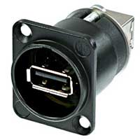 Neutrik NAUSB-W-B USB 2.0 Gender Changer Type A to B, Black D-Housing