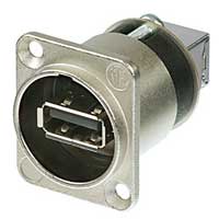 Neutrik NAUSB-W USB 2.0 Gender Changer Type A to B, Nickel D-Housing