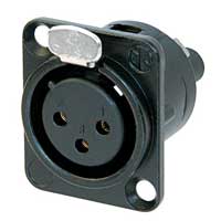 Neutrik NC3FD-S-1-B XLR Female Panel Mount Screw Terminals Black/Gold