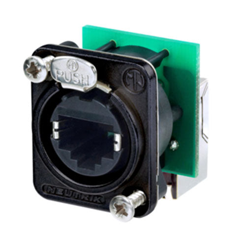 Neutrik NE8FDP-R-B etherCON Right Angle RJ45 Feedthrough Receptacle, D-Shape, Black