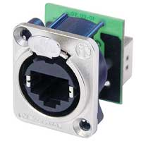 Neutrik NE8FDP RJ45 Feedthrough Receptacle D-shape metal flange - Nickel