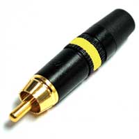 REAN by Neutrik NYS373 RCA Male Plug, Gold Contacts, Yellow ID Ring