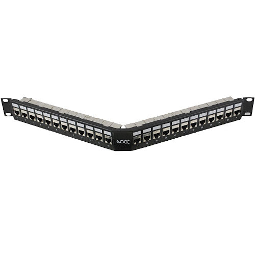 OCC ACC2488/110SIX Category 6 Patch Panel, 24-Port, 1RU Rack Mount Angled, 568A/B Wired