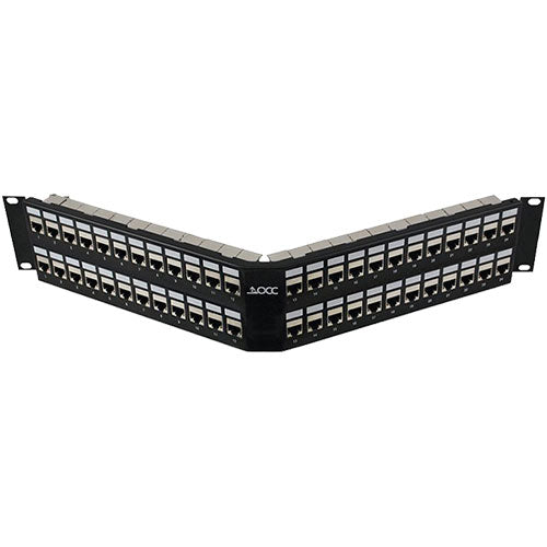 OCC ACC4888/110SIX Category 6 Patch Panel, 48-Port, 2RU Rack Mount Angled, 568A/B Wired