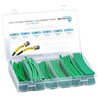 Techflex HSK2 - 2 to 1 Polyolefin Heatshrink Tube Kit, 6 sizes, 110 pieces 6" length - Green