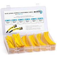 Techflex HSK3 - 3:1 Polyolefin Heatshrink Tube Kit, 6 sizes, 110 pieces 6" length - Yellow