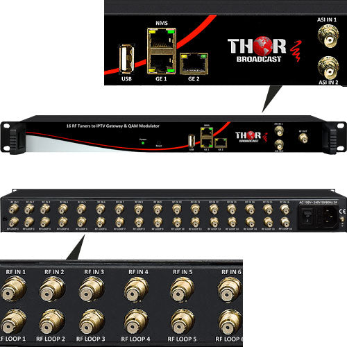 Thor H-16QAM-IP-RF 16 RF Tuners to IPTV TS & QAM Output