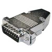 15-Pin D-SUB Male Connector with Hood, Solder Connection