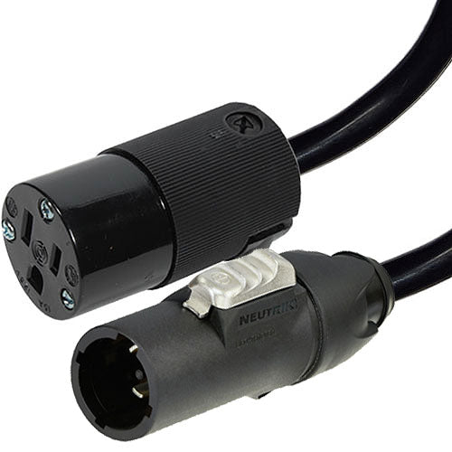 Flexygy 12/3 PowerCON TRUE1 Male to 15A Edison Female Cable 25 FT