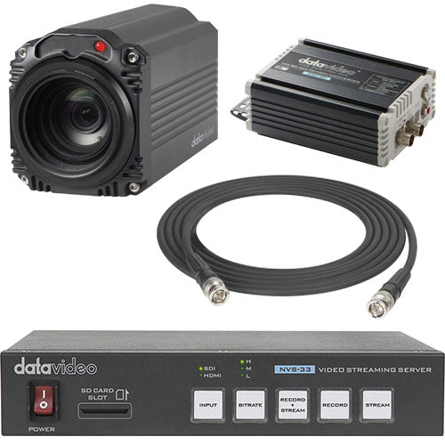 Datavideo EZ Streaming Package A1, BC-50 Block Camera, NVS-33 Encoder, DAC-8P Converter, 50 FT SDI Cable