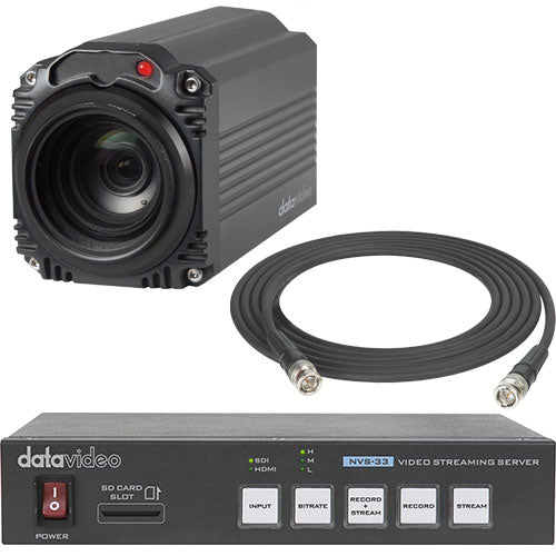 Datavideo EZ Streaming Package A, BC-50 Block Camera, NVS-33 Encoder, 50 FT SDI Cable
