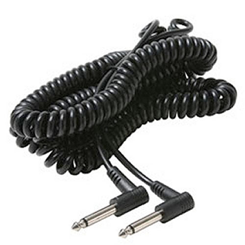 Electric Guitar Cable - Coiled Wire, 1/4" Right Angle Plugs, 25 FT