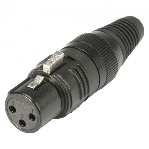 HICON HI-X3CF-G XLR 3-Pole Female Connector, Gold Contacts, Black Shell, Solder