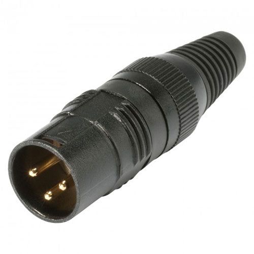 HICON HI-X3CM-G XLR 3-Pole Male Connector, Gold Contacts, Black Shell, Solder
