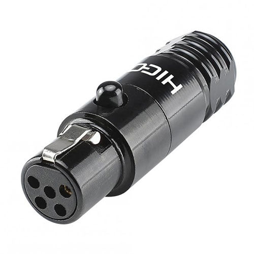 HICON HI-XMCF5-B Mini XLR 5-Pole Female Connector, Solder, Black, Gold Contacts