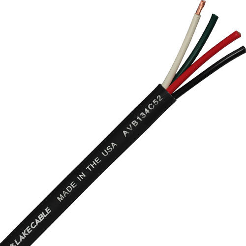 Lake AVB134C52 13G 4-Conductor Speaker Cable, Black - 500 FT