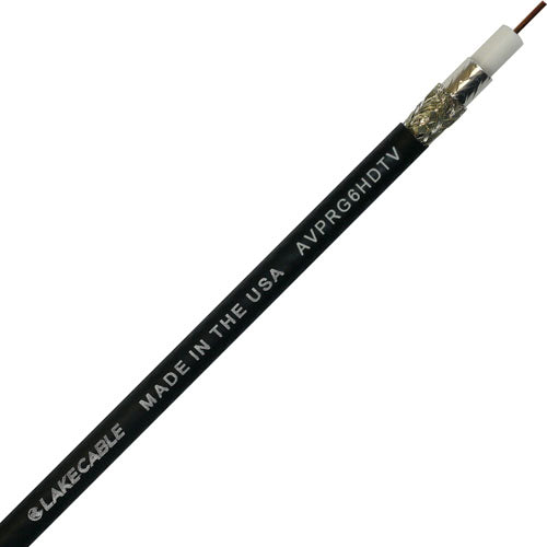 Lake AVPRG6HDTV 18G High Definition RG6 Coaxial Cable - Plenum, Black - 1000 FT