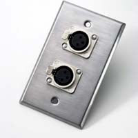 Neutrik 203F Single Gang Wallplate 2 - NC3FD-L-1 3-Pin Female Chassis Receptacles