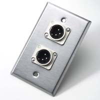 Neutrik 203M Single Gang Wallplate 2 - NC3MD-L-1 3-Pin Male Chassis Receptacles