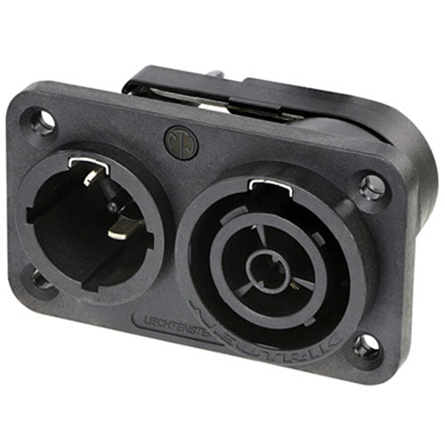 Neutrik NAC3PX-TOP PowerCON TRUE 1 TOP Male/Female Duplex Inlet/Outlet Receptacle, 1/4" Flat Tab Terminals