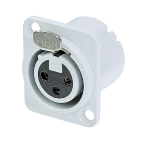 Neutrik NC3FD-LX-WT 3-Pole XLR Female Chassis Receptacle Solder White/Silver