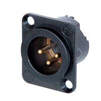 Neutrik NC3MD-LX-B 3-Pole XLR Male Chassis Receptacle Solder Black/Gold