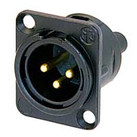 Neutrik NC3MD-S-1-B XLR Male Panel Mount Screw Terminals Black/Gold