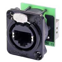 Neutrik NE8FDP-B RJ45 Feedthrough Receptacle D-shape metal flange - Black