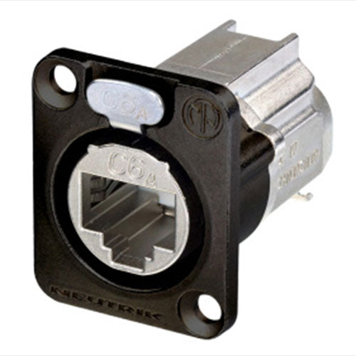 Neutrik NE8FDX-Y6-B D-shape CAT6A Panel Connector IDC termination, Black Housing