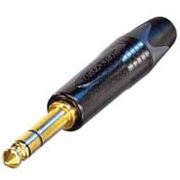 Neutrik NP3X-B 3-Pole 1/4" Phone Plug, Gold Contacts, Black Shell - Bulk 100 Pack