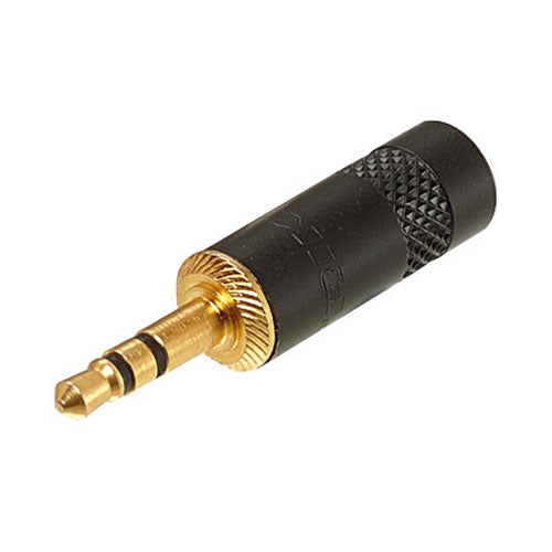 Neutrik Rean NYS231LBG 3.5mm Plug, Large Cable Outlet, Black, Gold Contacts