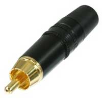 REAN by Neutrik NYS373 RCA Male Plug, Gold Contacts, Black ID Ring