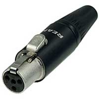 Neutrik Rean RT4FC-B Tiny XLR 4-Pin Female Black & Gold