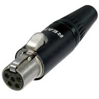 Rean RT5FC-B Tiny 5-pin XLR Female, Black Shell - Gold Contacts