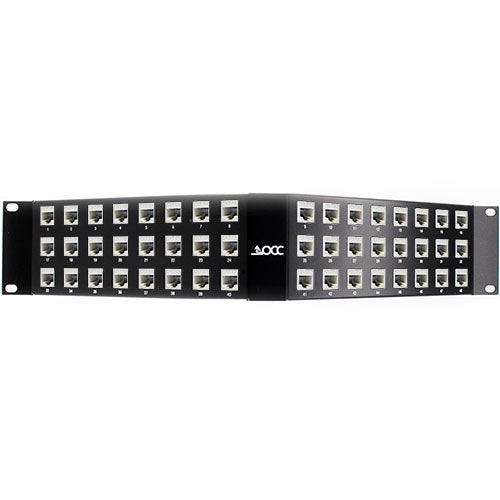 OCC ACC4888/1106AN Category 6A Patch Panel, 110, UTP, 48-Port, 2RU Angled, K6A02 Connectors