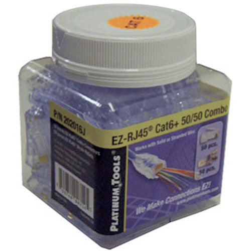 Platinum Tools EZ-RJ45 CAT5e Connectors (50) & EZ-RJ45 Cat5e Strain Relief (50)