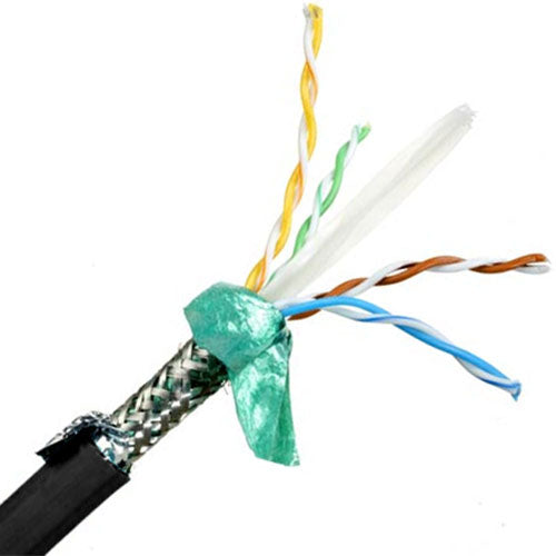 Quabbin 5925 DataMax Extreme Cat6a Cable, STP, TPE Jacket, Black, 1000FT