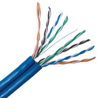 Cat5E Siamese, 2x Cat5E 350MHz 24AWG Solid 4PR UTP CM, PVC Jacket, Blue 1000 FT Box
