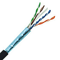 Cat5E Shielded Direct Burial 350MHz 24AWG Solid 4PR F/UTP GEL LLDPE Black 1000 FT Spool