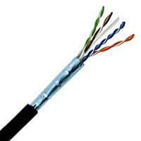 Cat6 Shielded Direct Burial EN 550MHz 23AWG Solid 4PR F/UTP GEL LLDPE 1000 FT Spool