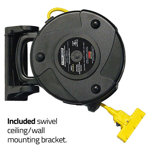 Stage Ninja® STX-40-3 40 Foot Retractable Triple Tap 12/3 Power Reel